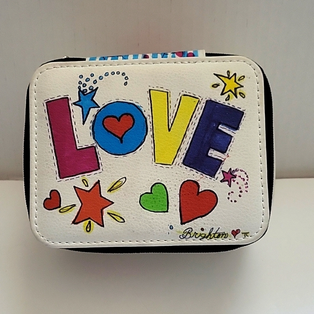 Brighton Jewelry Travel Case Zip Around Jewelry Box “Love Is All You Need” - EUC